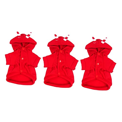 iplusmile 3-teiliger Halloween-Hunde-Kapuzenpullover Hundekleidung Hundemantel Bequemer Baumwolldruck Geeignet Für Welpen Warme Spitze Größe L Rot von iplusmile