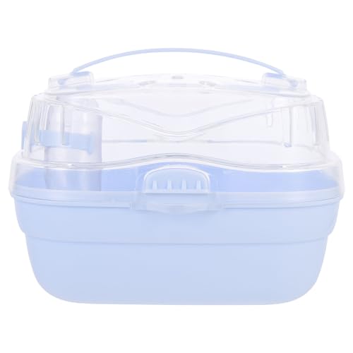 iplusmile Transparenter Hamsterkäfig, tragbare Hamster-Reise-Tragetasche, Hamsterkäfig, Reisetragetasche, transparente Tragetasche mit Griff für Ratten, Rennmäuse, Meerschweinchen, Blau Reisebehälter von iplusmile