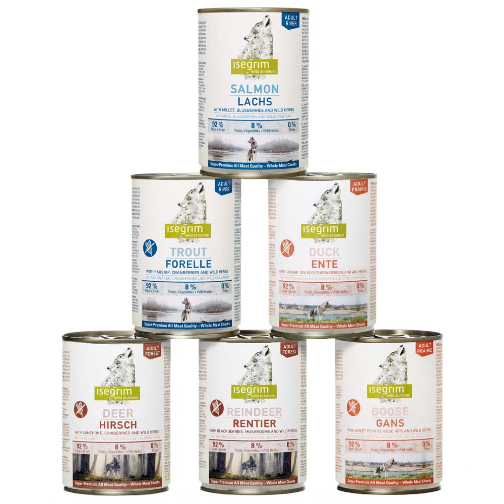 isegrim® Dosen-Menü-Mix, Anzahl: 12 x 400 g, 400 g, Hundefutter nass von isegrim®