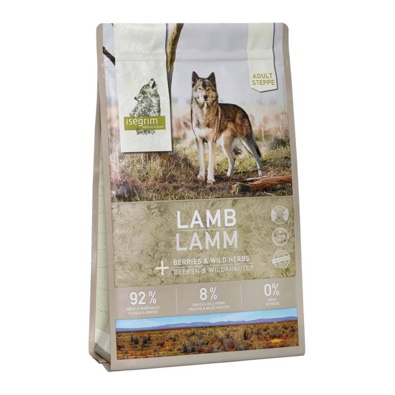 isegrim® STEPPE Lamm mit Beeren & Wildkräutern Trockenfutter, 3 kg, Hundefutter trocken von isegrim®