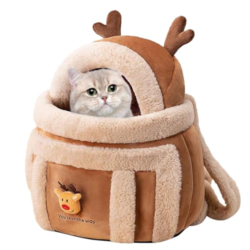 itrimaka Plüsch-Haustier-Tragetasche, Plüsch-Katzen-Rucksack-Tragetasche - Elk Design Hunde-Fronttrage,Atmungsaktive Haustier-Tragetasche für Katzen und Hunde, Katzen-Rucksackträger, von itrimaka