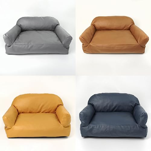 iyoimono Hundebett Baumwolle Tech Cloth Hundekissen Hundesofa Katzenbett Hundesofa für Kleine Mittelgroße Hunde, Waschbares Hundekorb mit Hoher Rand rutschfest BodenHundecouch, 75 X 60 X 34 cm, Grau von iyoimono