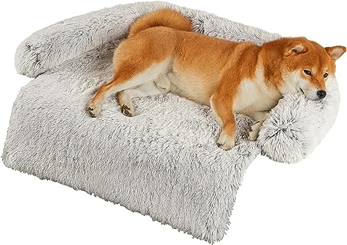 iyoimono Plüsch Hundebett Abnehmbarem Waschbar Hundekissen Hundesofa Katzenbett Hundecouch für Kleine Mittelgroße Hunde, rutschfest Boden Hundekorb mit Hoher Rand, 80 X 75 X 13 cm, Hellbraun von iyoimono