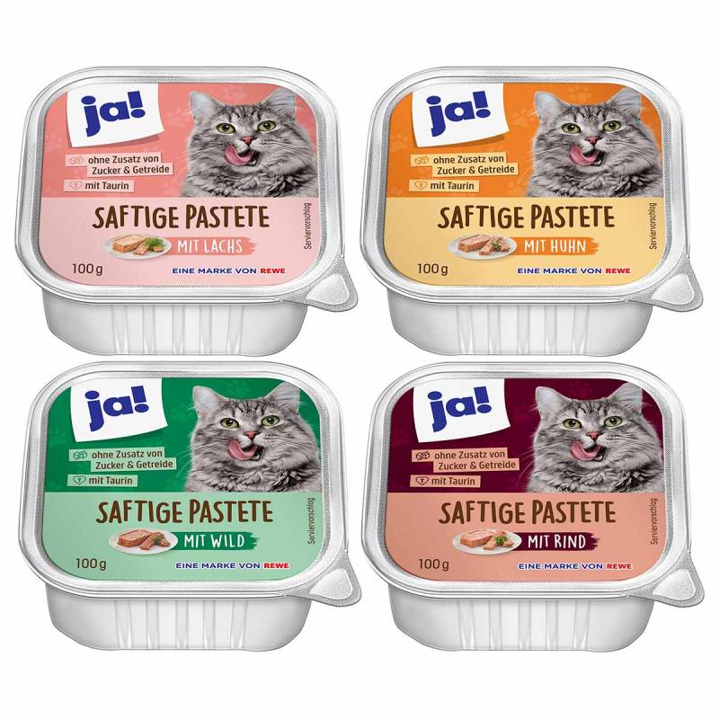 ja! Katzennassfutter Mixpaket Saftige Pastete 32x100g von ja