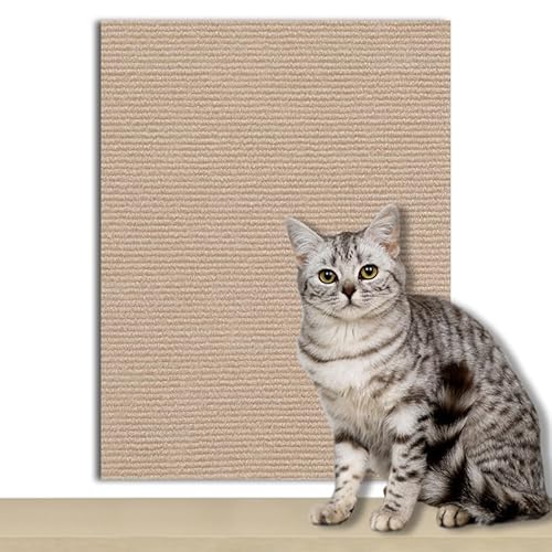 Kratzmatte Selbstklebend Katze Kratzbrett Kratzwand DIY Kratzteppich Katzenkratzer Kleber Möbelschutz für Sofa Wand Katzen, 6 Stück Selbstklebend Kratzbretter Katze, 30x60cm (Hellbraun) von jackfru