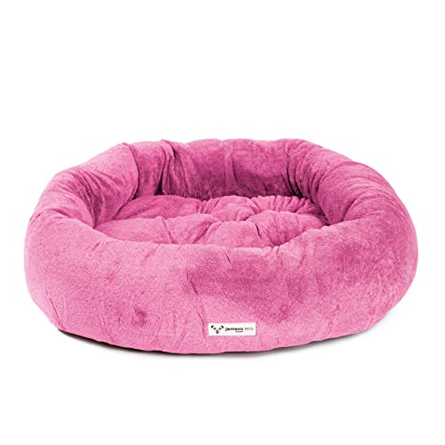 JAMAXX® Luxus Hundekörbchen Donut Hundebett Kissen 85cm Style mit Brillanz Elegance Kuschel HundeSofa flauschig - waschbar Hundekissen für mittelgroße Hunde, Exklusiver Stoff Super-Soft PDB2083 M pink von jamaxx-pets