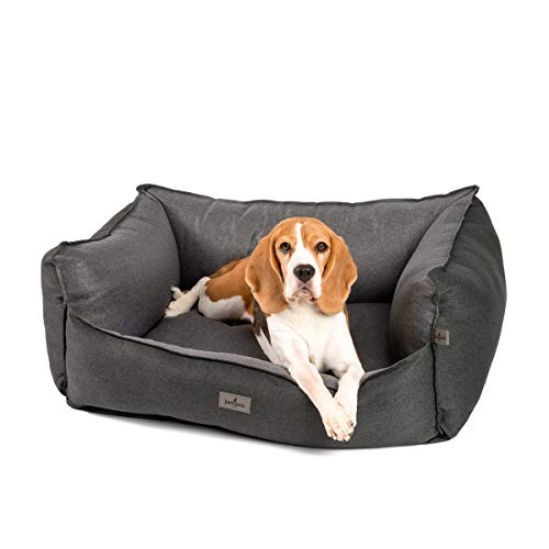 JAMAXX Premium Hundebett - Orthopädisch Memory Visco Füllung, Extra-Hohe Ränder, Waschbar, Nässe-Schutz, Hochwertiger Stoff mit viel Eleganz, Hundesofa PDB2018 (M) 90x70 anthrazit von jamaxx-pets