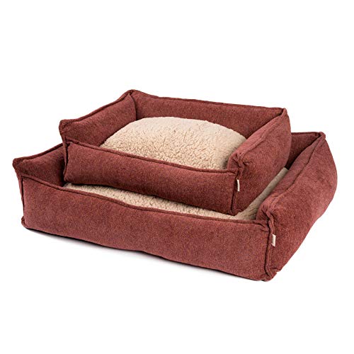 JAMAXX Premium Hundebett Orthopädisch Memory Visco Schaum Waschbar Abnehmbarer Bezug Wasserabweisend - Weiches Sofa Hundekorb Hunde-Körbchen mit Wendekissen / PDB2004 S-XL, 90x70 (M), Terracotta von jamaxx-pets