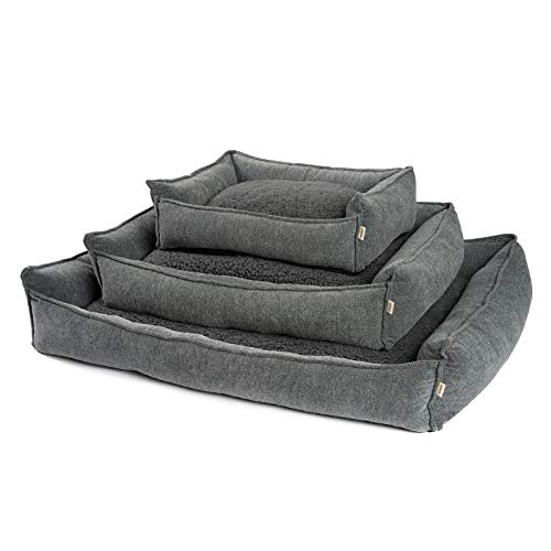 JAMAXX Premium Hundebett Orthopädisch Memory Visco Schaum Waschbar Abnehmbarer Bezug Wasserabweisend - Weiches Sofa Hundekorb Hunde-Körbchen mit Wendekissen / PDB2004 S-XL (90x70 (M) Silver-Grey von jamaxx-pets