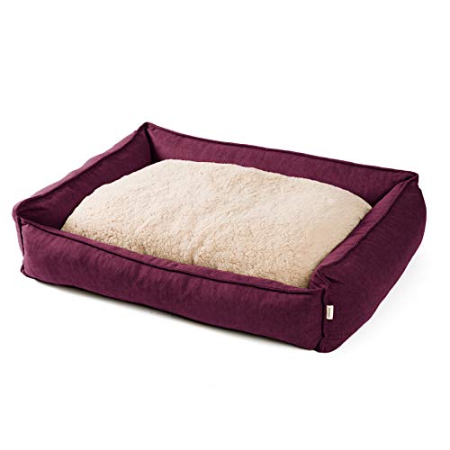 JAMAXX Premium Hundebett Orthopädisch Memory Visco Schaum Waschbar Wendekissen Wasserabweisend/Hundekörbchen Weicher Samtartiger Sofa Stoff Hundekissen Hundekorb PDB2002 / 90x70 (M), Purple von jamaxx-pets