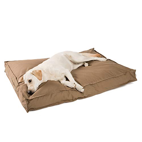 JAMAXX Premium Hundekissen - Orthopädisch Memory Schaumstoff-Flocken, Waschbar Abnehmbarer Bezug Wasserabweisend - Hundebett mit Canvas Stoffbezug PDB1007 (L) 120x90 Coffee-braun von jamaxx-pets