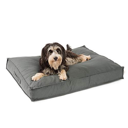 JAMAXX Premium Hundekissen - Orthopädisch Memory Schaumstoff-Flocken, Waschbar Abnehmbarer Bezug Wasserabweisend - Hundebett mit Canvas Stoffbezug PDB1007 (M) 90x70 grau von jamaxx-pets