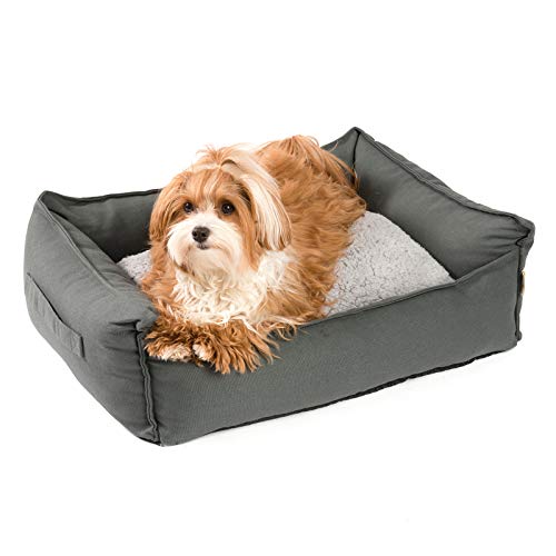 JAMAXX orthopädisches Hundebett - Memory Schaumstoff, Waschbar Wendekissen - Hundekissen mit Lammfell - Hundekorb Hundekörbchen Abnehmbarem Bezug Reissverschluss, PDB2008 (M) 65x50 grau von jamaxx-pets