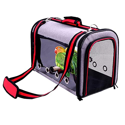 jbshop Vogelkäfig Vogel Träger Vogel Reise Käfig Tragbare und atmungsaktive Sightseeing Outdoor Transparent Vogel Reise Käfigkoffer Papageienkäfig (Color : Red) von jbshop