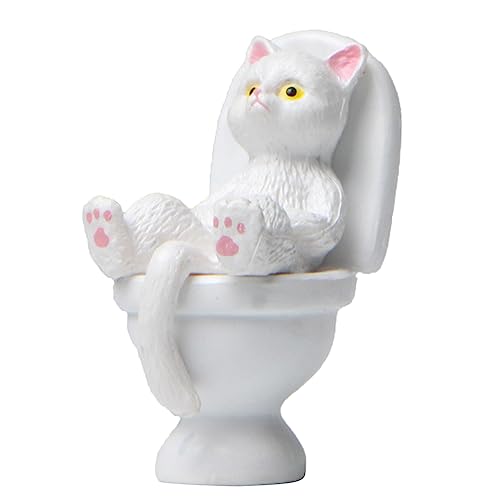 Katzenfigur Skulptur Toilette Sitzende Katzen Statue Kunstharz Skulpturen Für Liebhaber Lustige Figuren Garten Hof Schreibtisch Zuhause von jdstty