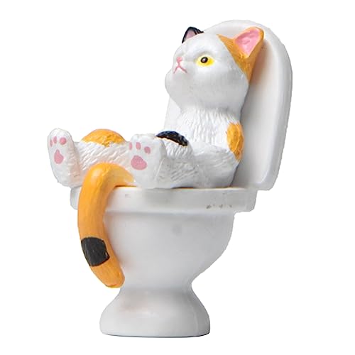 Katzenfigur Skulptur Toilette Sitzende Katzen Statue Kunstharz Skulpturen Für Liebhaber Lustige Figuren Garten Hof Schreibtisch Zuhause von jdstty