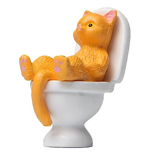 Katzenfigur Skulptur Toilette Sitzende Katzen Statue Kunstharz Skulpturen Für Liebhaber Lustige Figuren Garten Hof Schreibtisch Zuhause von jdstty