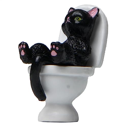 Katzenfigur Skulptur Toilette Sitzende Katzen Statue Kunstharz Skulpturen Für Liebhaber Lustige Figuren Garten Hof Schreibtisch Zuhause von jdstty