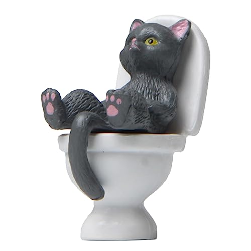 Katzenfigur Skulptur Toilette Sitzende Katzen Statue Kunstharz Skulpturen Für Liebhaber Lustige Figuren Garten Hof Schreibtisch Zuhause von jdstty