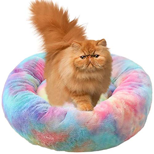 Donut Hunde- und Katzenbett, selbstwärmend, waschbar, Welpenbett, Deluxe, rund, weiches Plüsch, Haustierbett für kleine Hunde und Katzen, B 70 cm von jehdfbvssjcbcsvfd