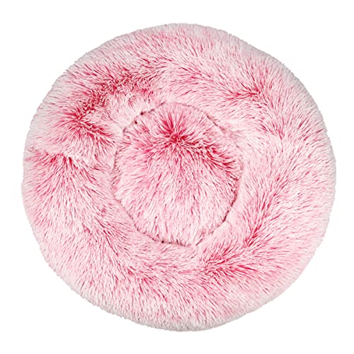 Beruhigendes Hundebett und Katzenbett, Anti-Angst, Donut-Design, wärmend, gemütlich, weich, rund, flauschig, Kunstplüsch, 40 x 40 cm, Rosa von jia cool