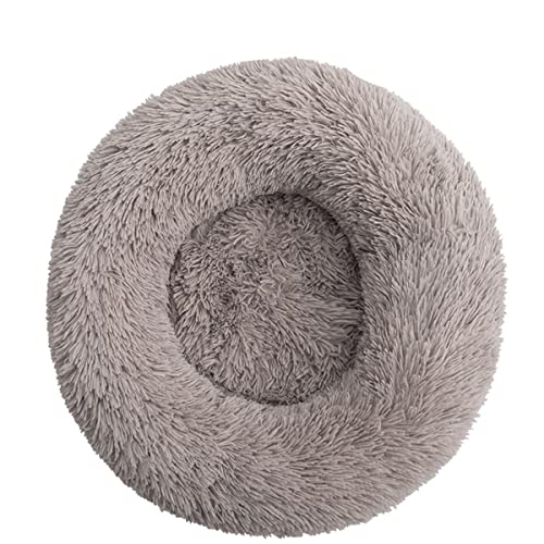 Hundebett, beruhigendes Hundebett und Katzenbett, Anti-Angst, Donut-Design, wärmend, gemütlich, weich, rund, für kleine, mittelgroße Hunde und Katzen, braun, 40 cm Durchmesser von jia cool