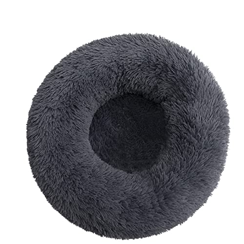 Hundebett, beruhigendes Hundebett und Katzenbett, Anti-Angst, Donut-Design, wärmend, gemütlich, weich, rund, für kleine, mittelgroße Hunde und Katzen, dunkelgrau, 40 cm Durchmesser von jia cool