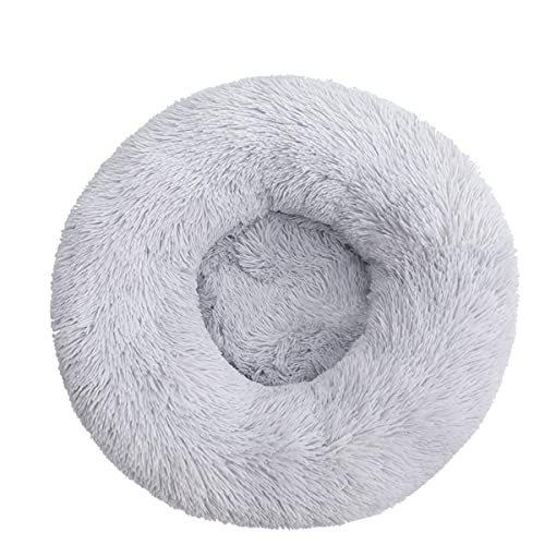 Hundebett, beruhigendes Hundebett und Katzenbett, Anti-Angst, Donut-Design, wärmend, gemütlich, weich, rund, für kleine, mittelgroße Hunde und Katzen, hellgrau, 40 cm Durchmesser von jia cool