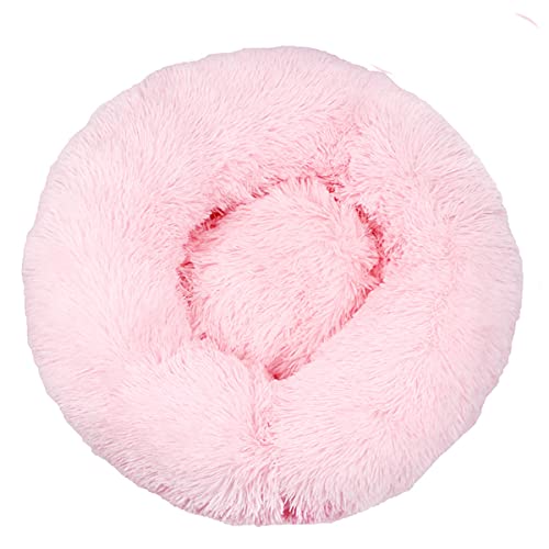 Hundebett, beruhigendes Hundebett und Katzenbett, Anti-Angst, Donut-Design, wärmend, gemütlich, weich, rund, für kleine, mittelgroße Hunde und Katzen, hellrosa, Durchmesser: 51 cm von jia cool