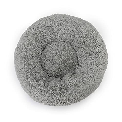 jia cool Hundebett / Katzenbett in Donut-Form, Kunstfell, rund, bequem für kleine, mittelgroße und große Hunde, sehr weich, beruhigendes Bett, selbstwärmend, 50 cm, Hellgrau von jia cool