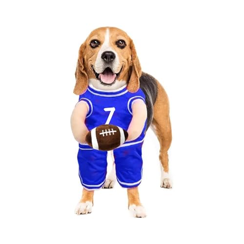 Dog American Football Costume, Dog Football Player Costume with Ball, American Football Dog Costume Funny Dog Costume Clothes, Dog Jersey Cosplay Costume (Blue, L) von jiangshan