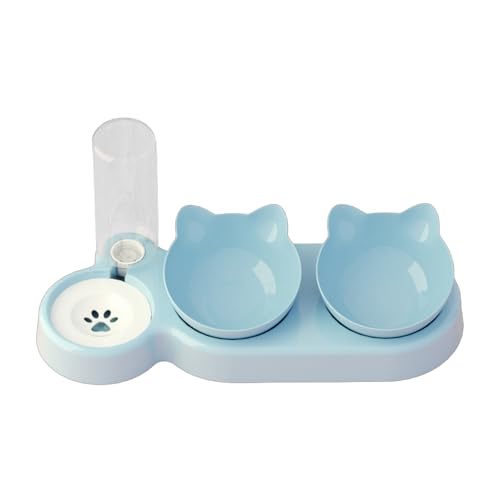 Mehrzweck-Schüssel für Katzen und Hunde, Doppelnapf, automatische Wasserfütterung, klar, sichtbar, für Zuhause und Reisen, automatischer Spender, kleiner Wandspender, klein Mehrzweck-Schüssel für Katzen und Hunde, Doppelnapf, automatische Wasserfütterung, klar, sichtbar, für Zuhause und Reisen, automatischer Spender, kleiner Wandspender, klein von jiingekk
