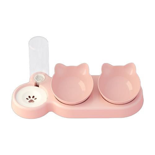 Mehrzweck-Schüssel für Katzen und Hunde, Doppelnapf, automatische Wasserfütterung, klar, sichtbar, für Zuhause und Reisen, automatischer Spender, kleiner Wandspender, klein Mehrzweck-Schüssel für Katzen und Hunde, Doppelnapf, automatische Wasserfütterung, klar, sichtbar, für Zuhause und Reisen, automatischer Spender, kleiner Wandspender, klein von jiingekk