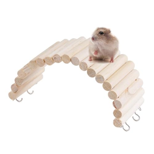 Hölzerne Haustierleiterbrücke aus Holz, Hamster, Hängeleiter, Brücke für Hamster, Papageien, Kletterleiter & Zaun-Bündel, weicher biegbarer Käfig-Lebensraum Spielzeug von jileijar