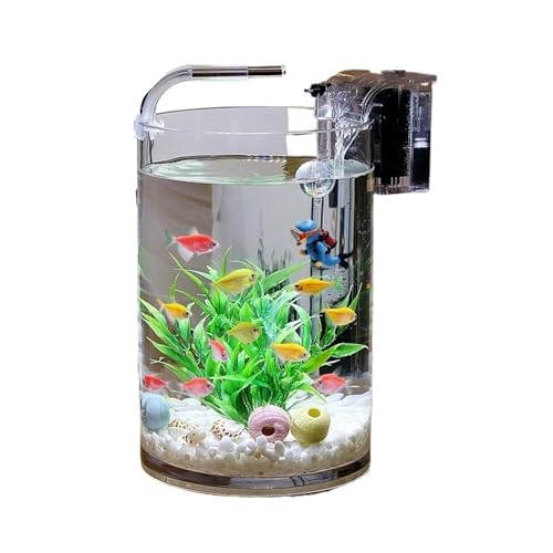 Fisch Tank Glas Fisch Aquarium Wohnzimmer Büro Desktop Kleine Zylindrische Transparent Goldfisch Fisch Aquarium Fischschale(25x20cm) von jingzhe-1125
