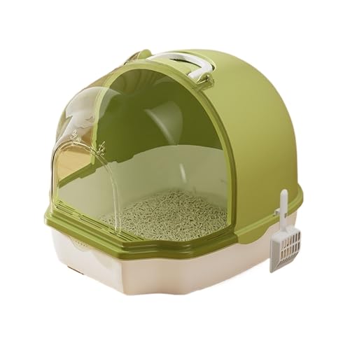 Katzentoilette Jumbo-Katzentoilettengehäuse mit Fronttürklappe, geschlossene Katzentoilette aus Kunststoff mit Griff, spritzschutzfreie Katzentoilette Katzenklo(Green) von jingzhe-1125