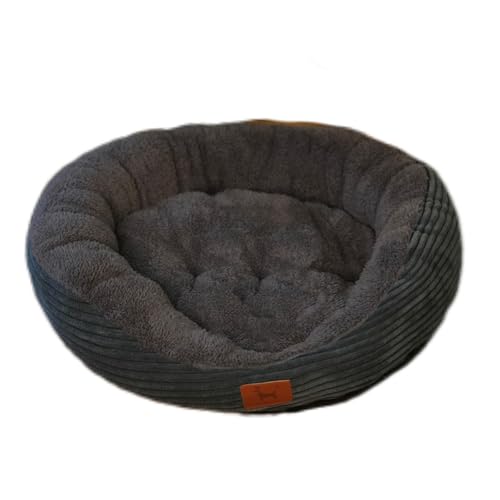 Hundebett – Indoor-Welpenbett für mittelgroße Großkatzen, waschbar, flauschiges, rechteckiges, kuscheliges Haustierbett mit rutschfester Unterseite, Dunkelgrau, 71 x 57 x 17 cm von jisente