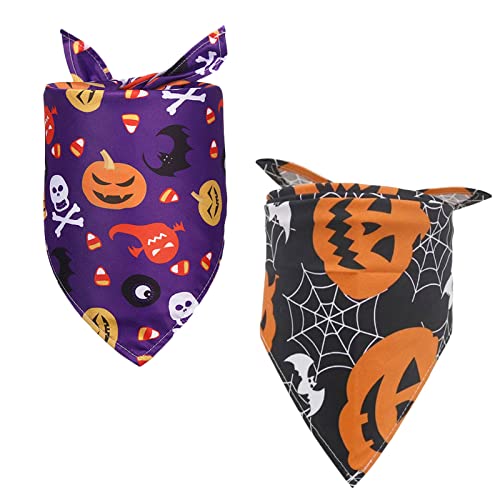 Halloween-Hundehalstuch, 2-teiliges Halloween-Hunde-Kopftuch-Set, Festival-Bandana für Halloween, Haustier, Dreieckstuch für kleine, mittelgroße und große Hunde, Katzen, Halloween-Party, von jiuhao