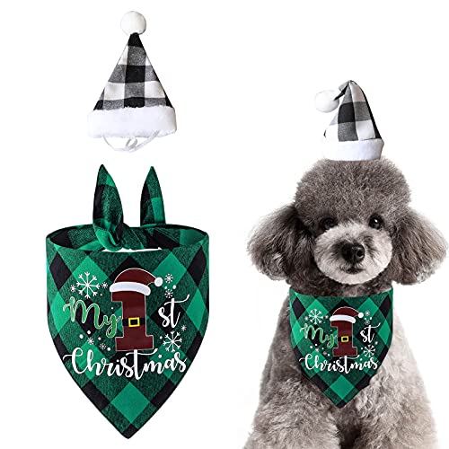 Hundehalstuch, Halstuch-Set für Weihnachten, Halstuch, Schal, Dreiecks-Lätzchen, waschbar, für Weihnachten, Urlaub, Festival, Mottoparty (grün) von jiuhao