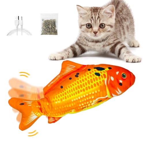 jiuhao Floppy Fish Katzenspielzeug, elektrisches Fisch-Katzenminze-Spielzeug, Plüsch-Simulations-Fisch, Katzenspielzeug für Innenkatzen, Haustiere, Flopping/bewegliche Katze, Hund, Fischspielzeug, von jiuhao