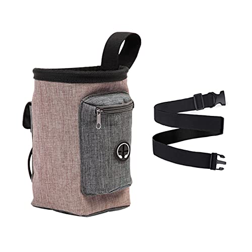 jiuzcare Futterbeutel für Hunde Leckerlibeutel Hundefutterbeutel Haustier Snack Tasche Outdoor Leckerlie-Tasche für das Training Spender Tragbare Dog Pouch Futterbeutel Hunde mit viel Stauraum, Braun von jiuzcare