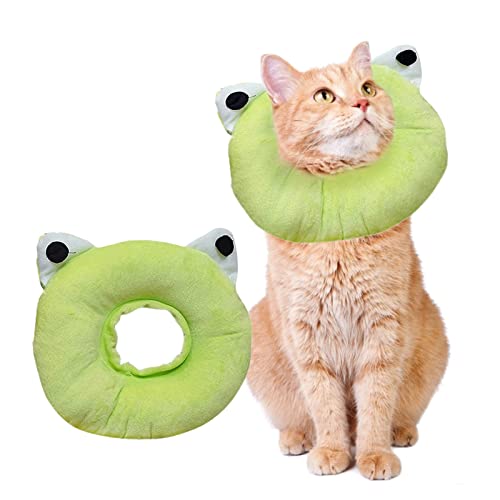 jiuzcare Halskrause Hund Katzen Schützender, Einstellbar Anti-Biss-Halsband für Hunde Katzen Halskrause Katzen Halsband Soft Vorbeugung Von Infektionen, Kratzern, Postoperativer Genesung, Frog & 28cm von jiuzcare