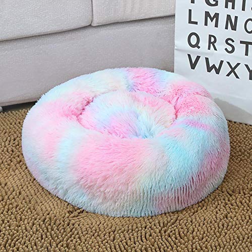 jiwenhua Katz Dog Round Plush Winter Nest Matte Katze Hundebett Matte klein und mittel, Krawattenfarbe blenden Farbpulver, professionelle Sonderanfertigung von jiwenhua