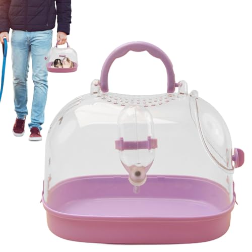 jlceh Hamster-Reisetasche, Kleintier-Tragetasche – atmungsaktiv, transparent, Hamster-Reisetasche mit Wasserflasche für Igel, Mäuse, Reisen, Ausgehen von jlceh