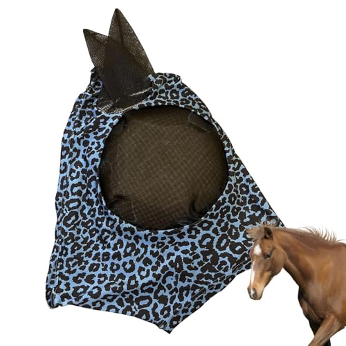 jlceh Horse Fly Face Cover | Leopard Print Pattern Equestrian Supplies - Gesichtsschutz für, atmungsaktives Pferdepflegeprodukt, Anti-Biss Pferdekopfbedeckung, bequem für Wettbewerbe von jlceh