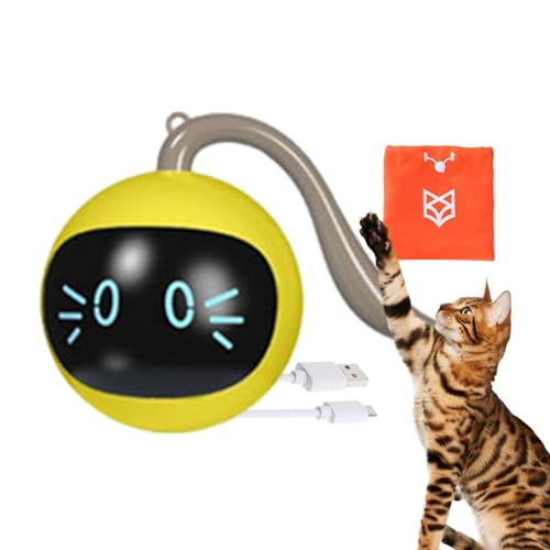 jlceh Interaktiver Katzenball, elektrisch, automatisch, bewegliche Bälle mit LED-Licht, interaktiver Gymnastikball, Katzenaktivitätsspielzeug für Zuhause, Reisen, Ausgehen von jlceh