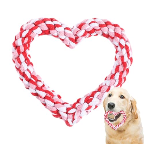 jlceh Seilspielzeug für Hunde, Hundeseil-Kauspielzeug | Kauspielzeug für Hunde | Valentinstag-Kauspielzeug aus Herzseil für Hunde, herzförmiges Hundespielzeug, Herzseil-Valentins-Hundespielzeug für von jlceh