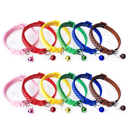 Verstellbares Halsband für Katzen, bunt, PP, mit Glöckchen, weich, 12 Stück von jojnsha