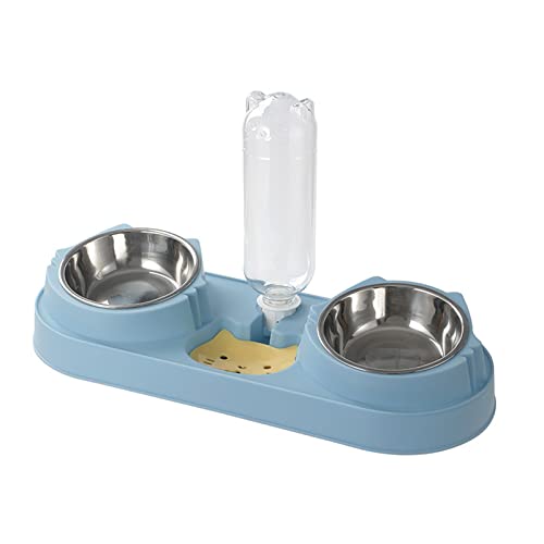 Hund Futternapf Katze Futternapf Futterbehälter für Katze Kätzchen Hunde mit Wasserflasche für Haustier Trockenfutter Snack Wasser Lagerung von jojobasec