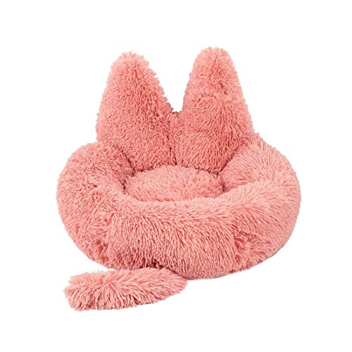 jojobasec Weiches Plüsch-Haustierbett für Katzen oder kleine Hunde, rundes Bett, selbstwärmend, Herbst, Winter, Innenschlafunterseite, 40,6 cm von jojobasec